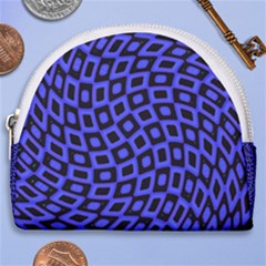 Abstract Black and Purple Checkered Pattern Horseshoe Style Canvas Pouch