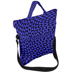 Abstract Black And Purple Checkered Pattern Fold Over Handle Tote Bag by SpinnyChairDesigns