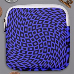 Abstract Black And Purple Checkered Pattern Mini Square Pouch by SpinnyChairDesigns