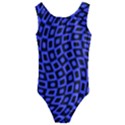 Abstract Black and Purple Checkered Pattern Kids  Cut-Out Back One Piece Swimsuit View1