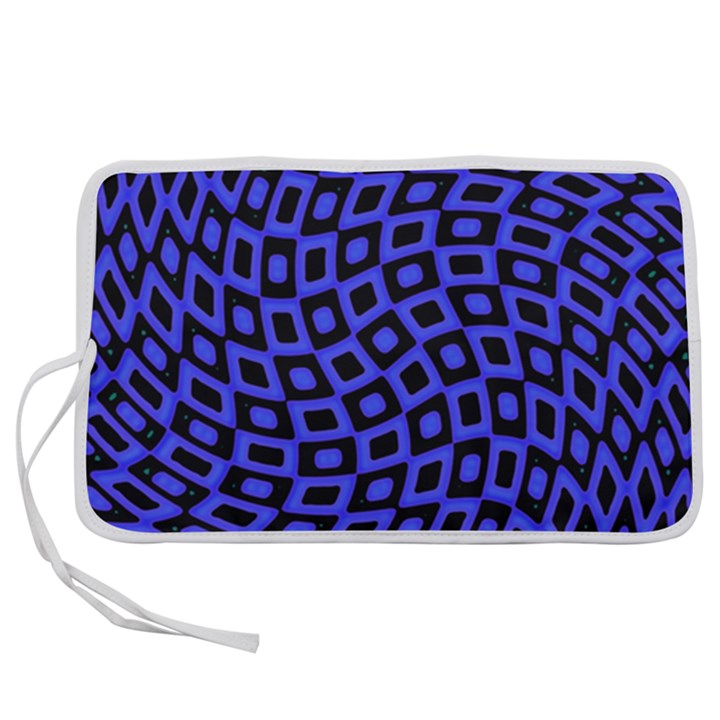 Abstract Black and Purple Checkered Pattern Pen Storage Case (S)