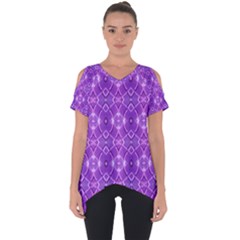 Geometric Galaxy Pattern Print Cut Out Side Drop Tee