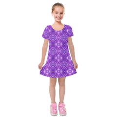 Geometric Galaxy Pattern Print Kids  Short Sleeve Velvet Dress by dflcprintsclothing