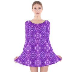 Geometric Galaxy Pattern Print Long Sleeve Velvet Skater Dress