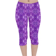 Geometric Galaxy Pattern Print Velvet Capri Leggings  by dflcprintsclothing