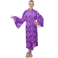 Geometric Galaxy Pattern Print Maxi Velour Kimono by dflcprintsclothing