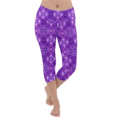 Geometric Galaxy Pattern Print Lightweight Velour Capri Yoga Leggings by dflcprintsclothing