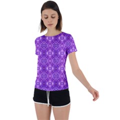 Geometric Galaxy Pattern Print Back Circle Cutout Sports Tee