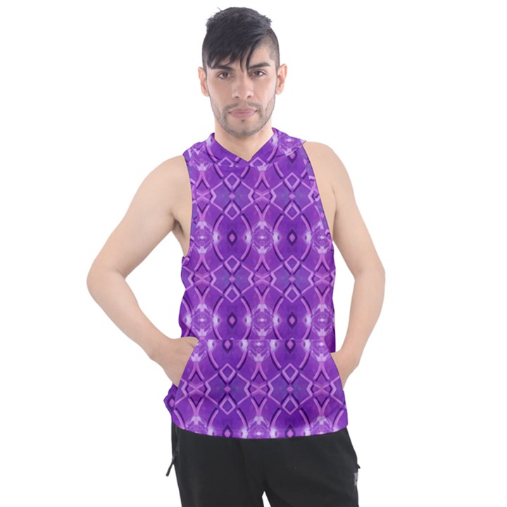 Geometric Galaxy Pattern Print Men s Sleeveless Hoodie