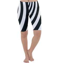 Black And White Zebra Stripes Pattern Cropped Leggings  by SpinnyChairDesigns