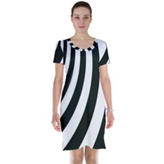 Black And White Zebra Stripes Pattern Short Sleeve Nightdress by SpinnyChairDesigns