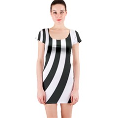 Black And White Zebra Stripes Pattern Short Sleeve Bodycon Dress by SpinnyChairDesigns