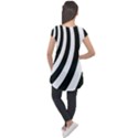 Black and White Zebra Stripes Pattern Cap Sleeve High Low Top View2