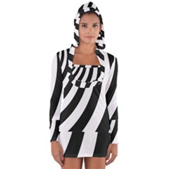 Black And White Zebra Stripes Pattern Long Sleeve Hooded T-shirt by SpinnyChairDesigns