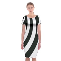 Black And White Zebra Stripes Pattern Classic Short Sleeve Midi Dress by SpinnyChairDesigns