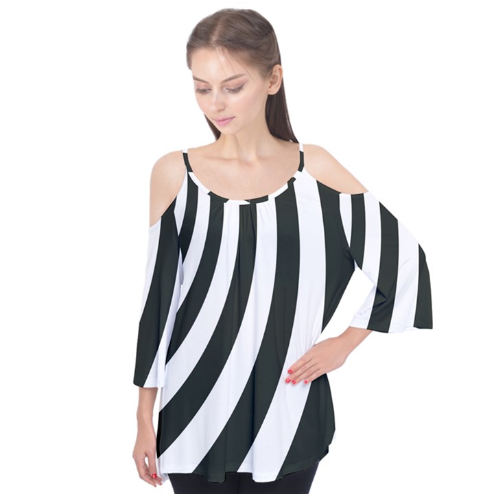 Black and White Zebra Stripes Pattern Flutter Tees