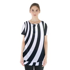 Black And White Zebra Stripes Pattern Skirt Hem Sports Top by SpinnyChairDesigns