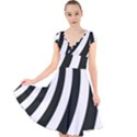 Black and White Zebra Stripes Pattern Cap Sleeve Front Wrap Midi Dress View1