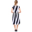 Black and White Zebra Stripes Pattern Cap Sleeve Front Wrap Midi Dress View2