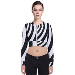 Black And White Zebra Stripes Pattern Long Sleeve Zip Up Bomber Jacket by SpinnyChairDesigns