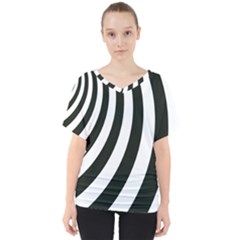 Black And White Zebra Stripes Pattern V-neck Dolman Drape Top by SpinnyChairDesigns