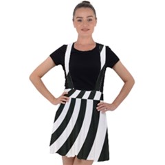 Black And White Zebra Stripes Pattern Velvet Suspender Skater Skirt by SpinnyChairDesigns