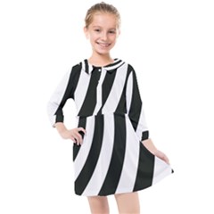 Black And White Zebra Stripes Pattern Kids  Quarter Sleeve Shirt Dress