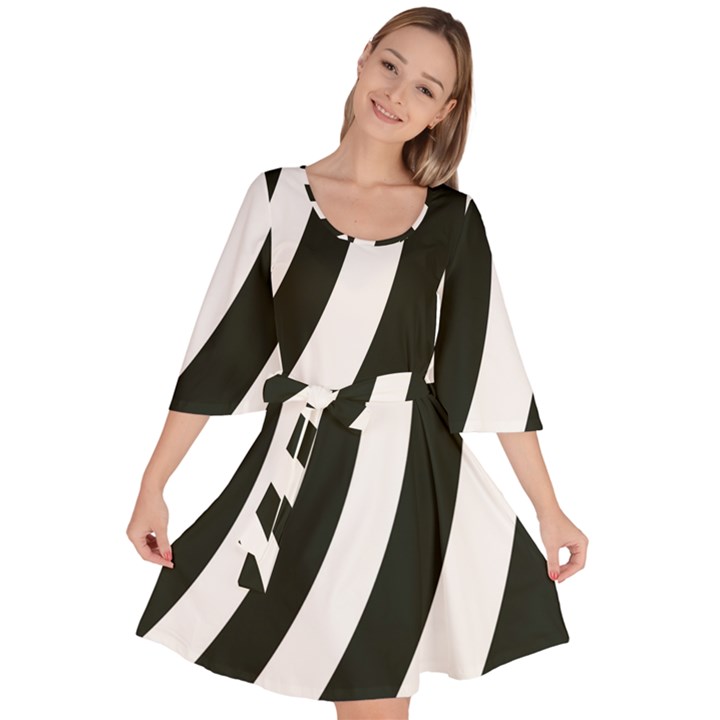 Black and White Zebra Stripes Pattern Velour Kimono Dress