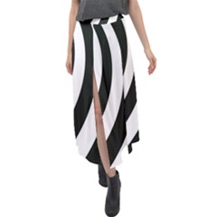 Black And White Zebra Stripes Pattern Velour Split Maxi Skirt by SpinnyChairDesigns