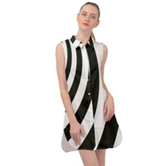 Black And White Zebra Stripes Pattern Sleeveless Shirt Dress by SpinnyChairDesigns