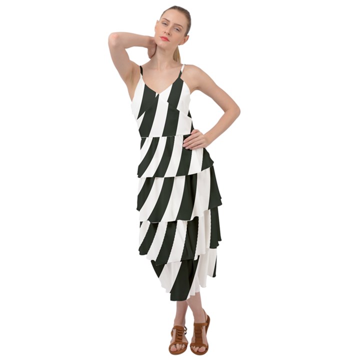 Black and White Zebra Stripes Pattern Layered Bottom Dress