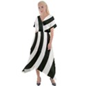 Black and White Zebra Stripes Pattern Cross Front Sharkbite Hem Maxi Dress View1