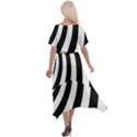 Black and White Zebra Stripes Pattern Cross Front Sharkbite Hem Maxi Dress View2