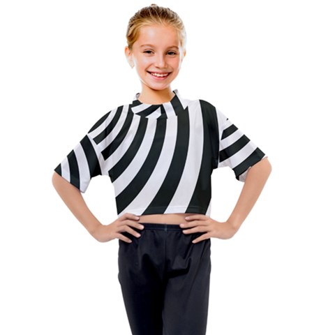 Black And White Zebra Stripes Pattern Kids Mock Neck Tee by SpinnyChairDesigns