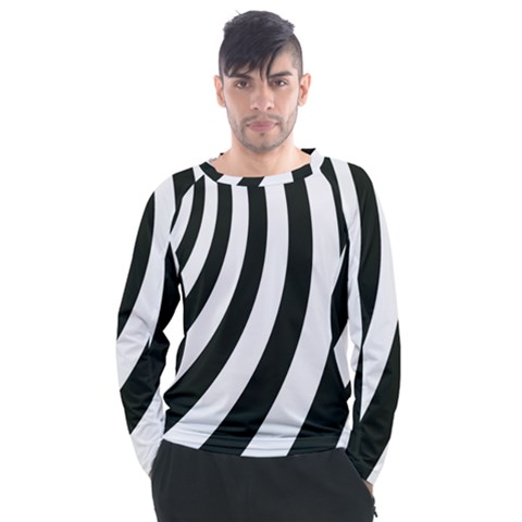 Black And White Zebra Stripes Pattern Men s Long Sleeve Raglan Tee by SpinnyChairDesigns