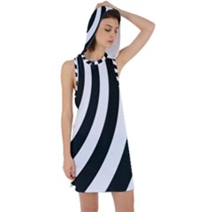 Black And White Zebra Stripes Pattern Racer Back Hoodie Dress by SpinnyChairDesigns