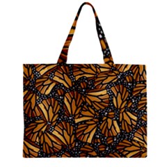 Monarch Butterfly Wings Pattern Zipper Mini Tote Bag by SpinnyChairDesigns