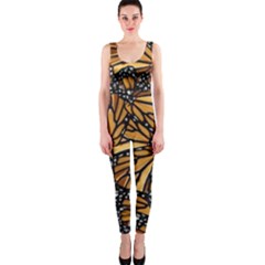 Monarch Butterfly Wings Pattern One Piece Catsuit by SpinnyChairDesigns