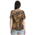 Monarch Butterfly Wings Pattern V-Neck Flutter Sleeve Top View2