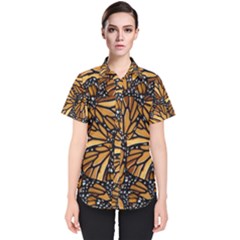 Monarch Butterfly Wings Pattern Women s Short Sleeve Shirt