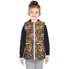 Monarch Butterfly Wings Pattern Kids  Hooded Puffer Vest by SpinnyChairDesigns