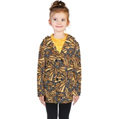 Monarch Butterfly Wings Pattern Kids  Double Breasted Button Coat by SpinnyChairDesigns