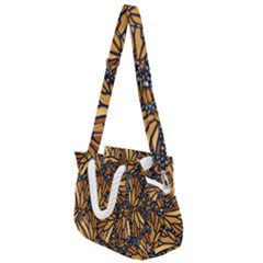 Monarch Butterfly Wings Pattern Rope Handles Shoulder Strap Bag by SpinnyChairDesigns