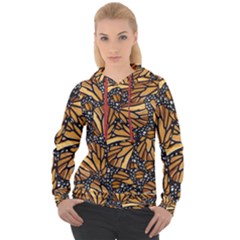 Monarch Butterfly Wings Pattern Women s Overhead Hoodie