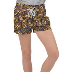 Monarch Butterfly Wings Pattern Velour Lounge Shorts by SpinnyChairDesigns