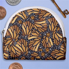 Monarch Butterfly Wings Pattern Horseshoe Style Canvas Pouch by SpinnyChairDesigns