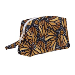 Monarch Butterfly Wings Pattern Wristlet Pouch Bag (medium) by SpinnyChairDesigns