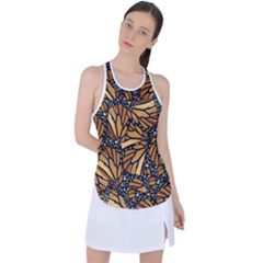 Monarch Butterfly Wings Pattern Racer Back Mesh Tank Top