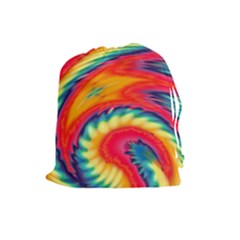 Colorful Dark Tie Dye Pattern Drawstring Pouch (large) by SpinnyChairDesigns