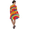 Colorful Dark Tie Dye Pattern Long Sleeve Chiffon Shirt Dress View2